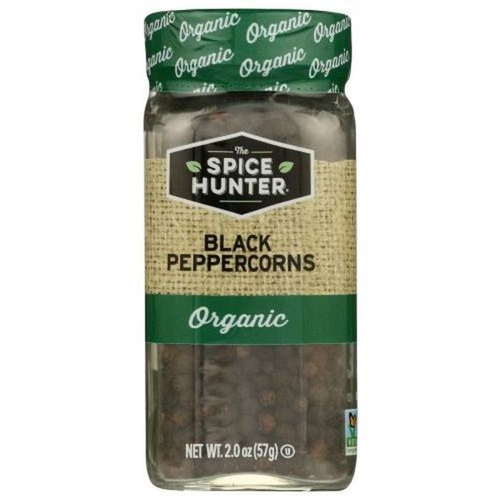 SPICE HUNTER: Organic Whole Black Peppercorn, 2 oz