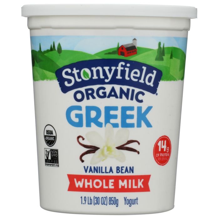 STONYFIELD: Greek Whole Milk Vanilla Bean Yogurt, 30 oz