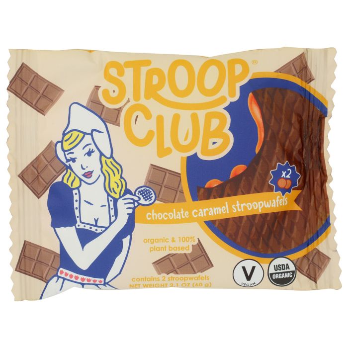STROOP CLUB: Chocolate Caramel Stroopwafels Cookie 2 Count, 2.1 oz
