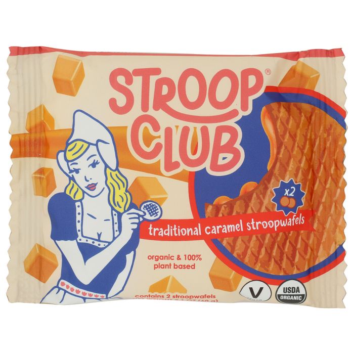 STROOP CLUB: Plant Based Caramel Stroopwafels Cookie 2 Count, 2.1 oz