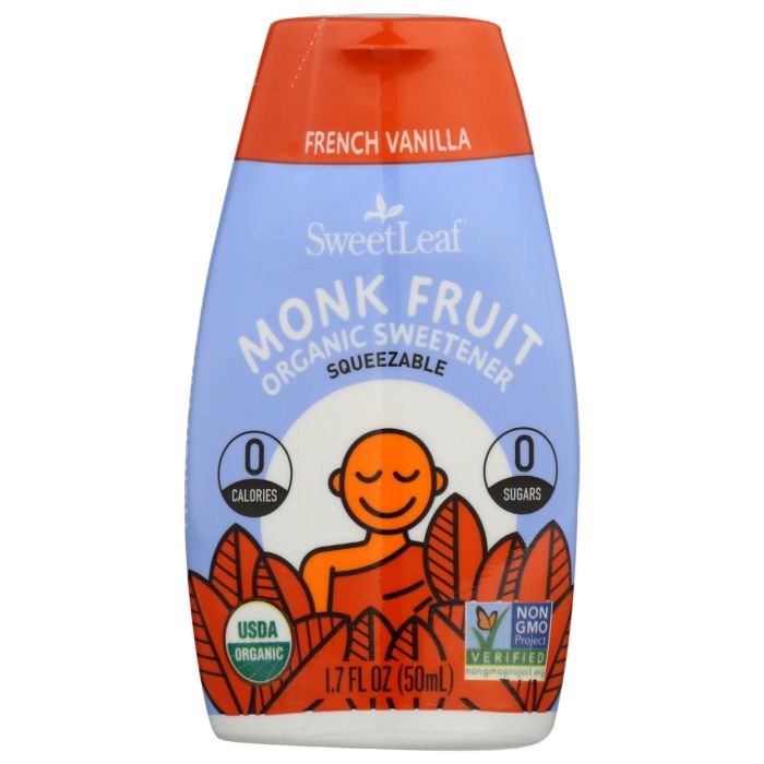 SWEETLEAF STEVIA: Monk Fruit Organic Sweetener French Vanilla Squeezable, 1.7 oz
