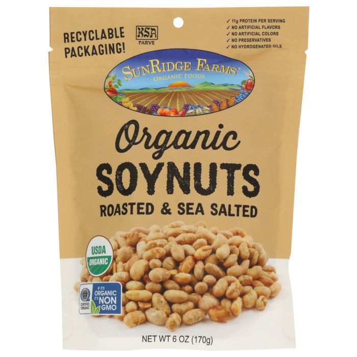 SUNRIDGE FARMS: Organic Roasted and Salted Soynuts, 6 oz