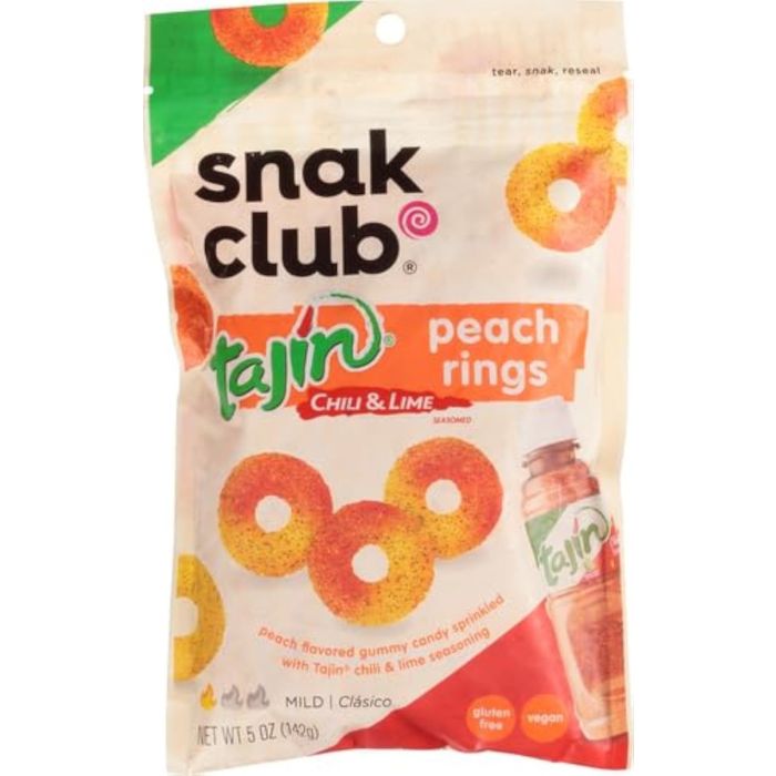 SNAK CLUB: Tajin Peach Rings, 5 oz