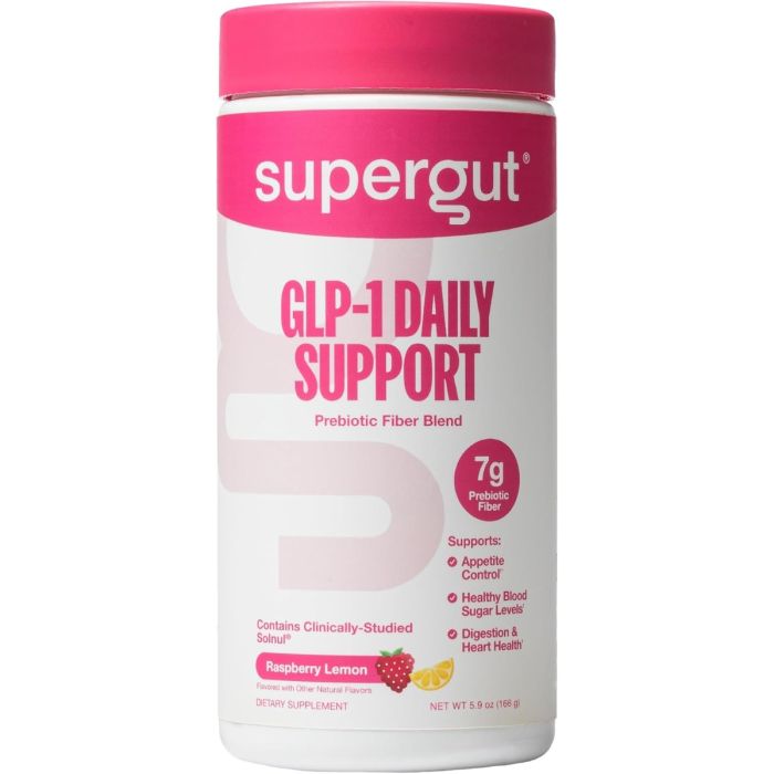 SUPERGUT: GLP 1 Raspberry Lemon Prebiotic Daily Support, 5.9 oz