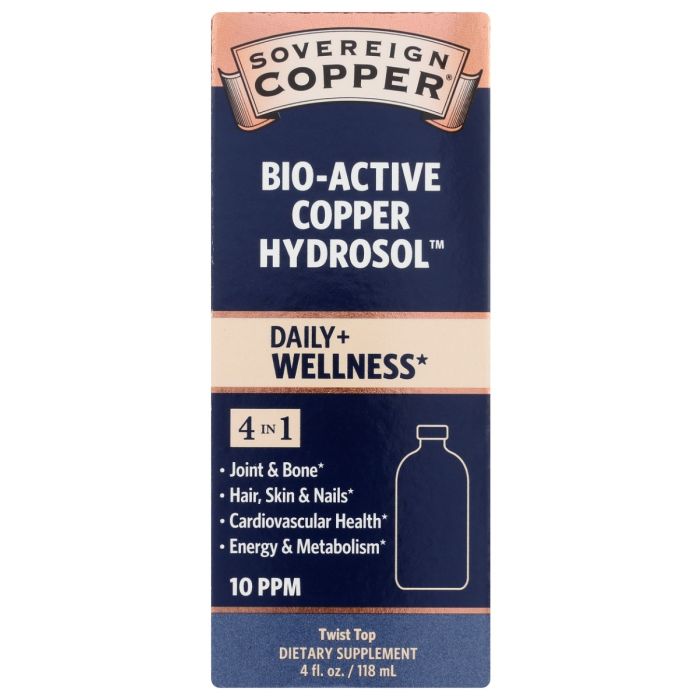 SOVEREIGN COPPER: Bio Active Copper Hydrosol Daily Wellness, 4 fo
