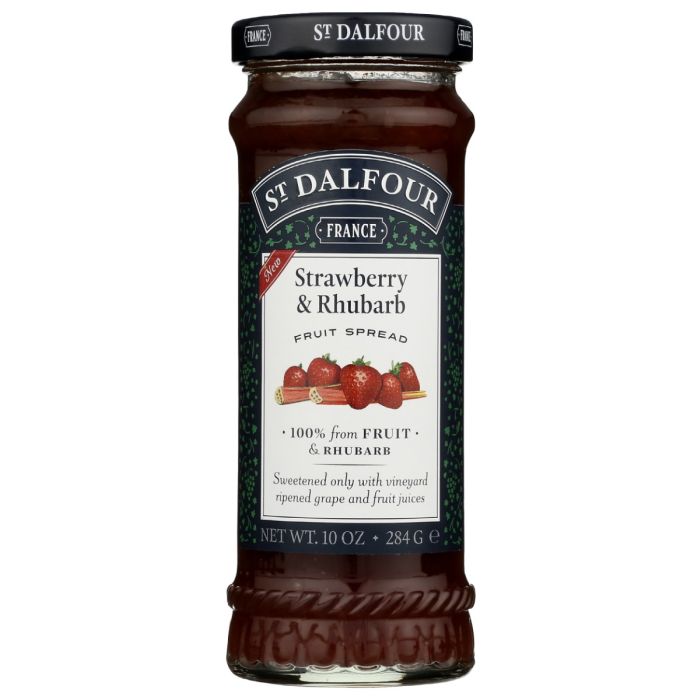 ST DALFOUR: Strawberry and Rhubarb Fruit Spread, 10 oz