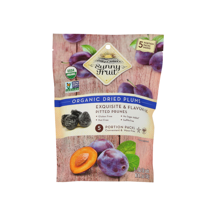 SUNNY FRUIT: Organic Dried Plums, 5.3 oz