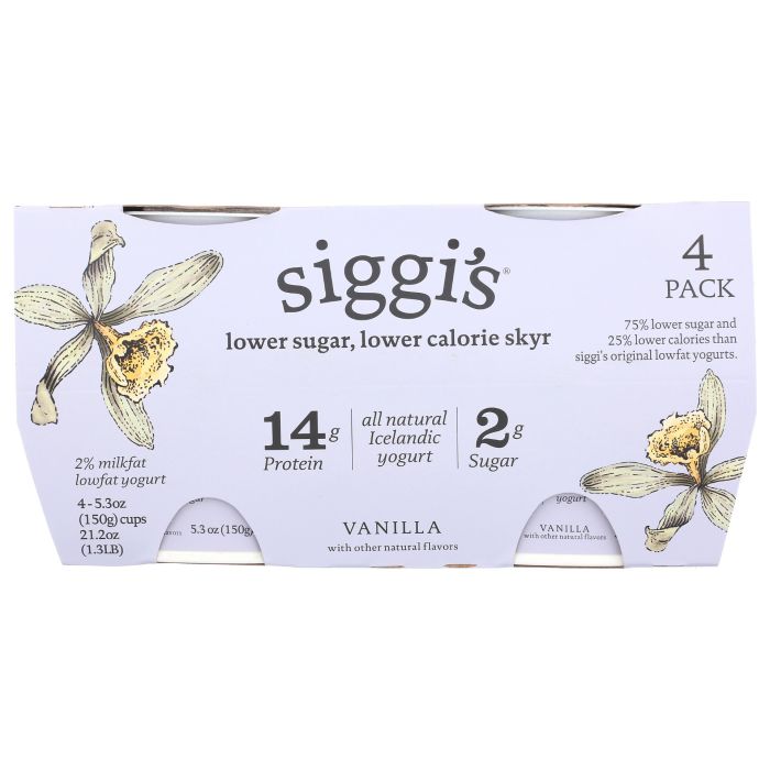 SIGGIS: Vanilla Low Calorie Yogurt 4 Count, 21.2 oz