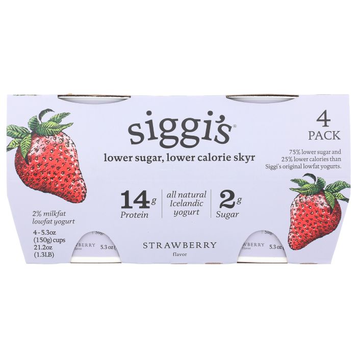 SIGGIS: Strawberry Low Calorie Yogurt 4 Count, 21.2 oz