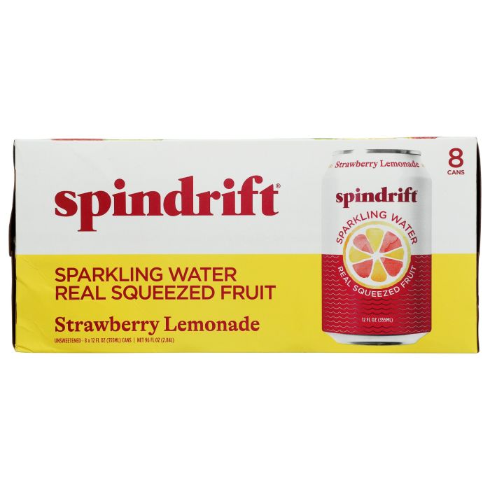 SPINDRIFT: Strawberry Lemonade Sparkling Water 8 Count, 96 fo