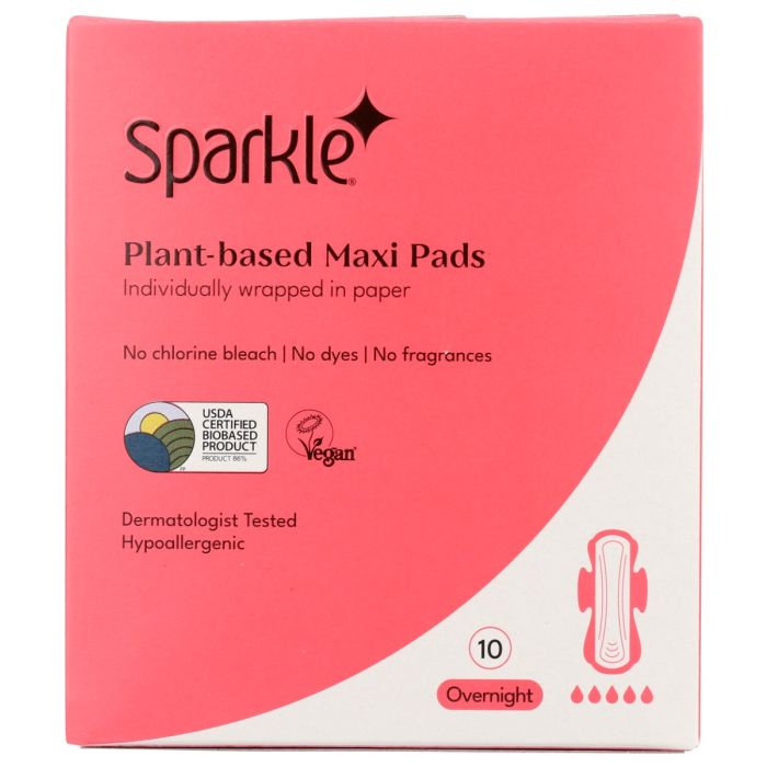 SPARKLE: Overnight Maxi Pads, 10 ea