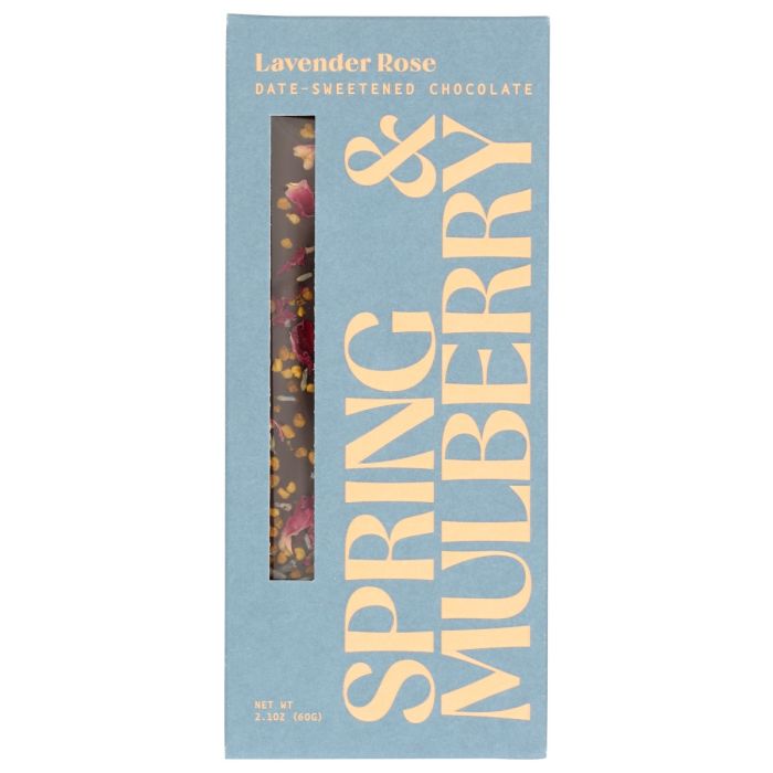 SPRING AND MULBERRY: Lavender Rose Dark Chocolate Bar, 2.1 oz