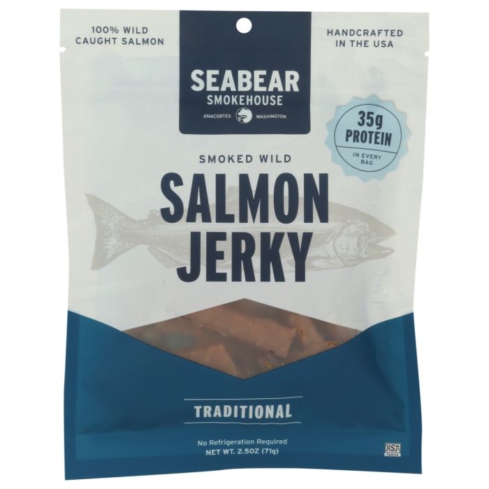 SEABEAR SMOKEHOUSE: Traditional Wild King Salmon Jerky, 2.5 oz