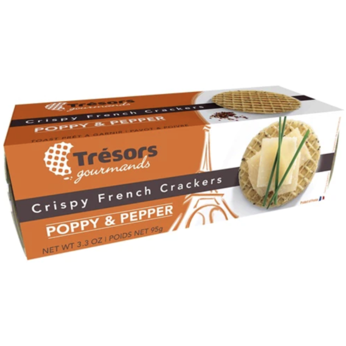 TRESORS: Crispy Poppy & Pepper Crackers, 3.3 OZ