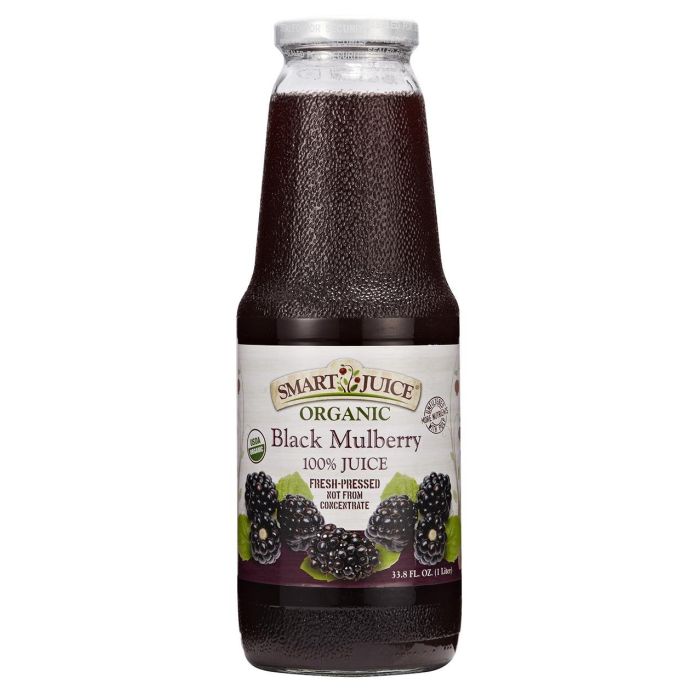 SMART JUICE: 100% Juice Organic Black Mulberry, 33.8 oz