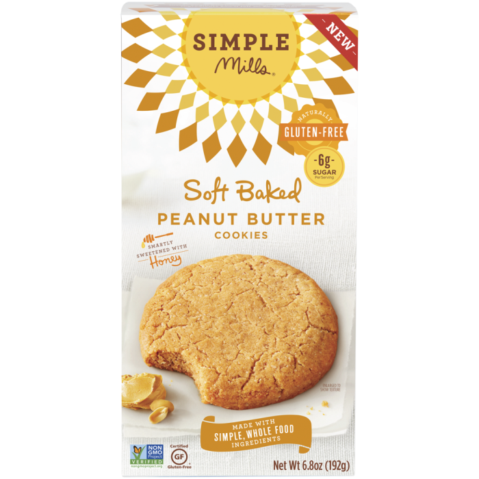 SIMPLE MILLS: Soft Baked Peanut Butter Cookies, 6.8 oz
