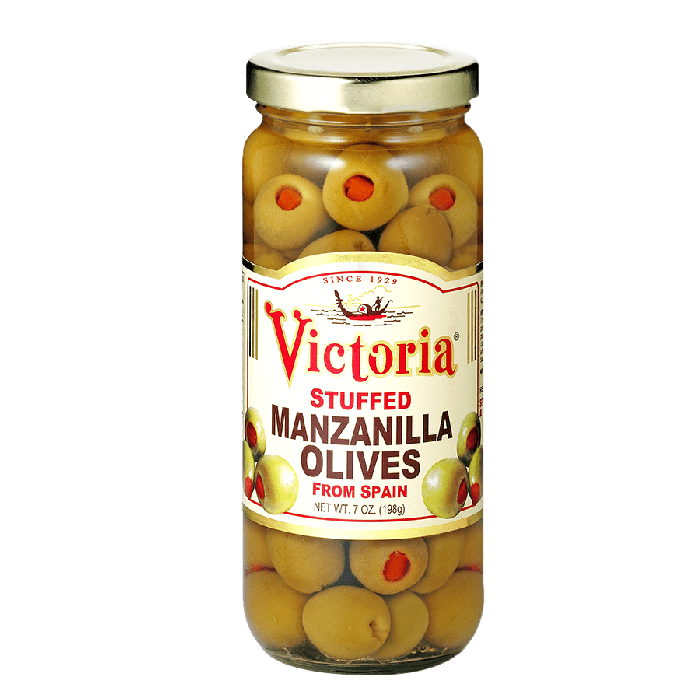 VICTORIA: Stuffed Manzanilla Olives, 7 oz