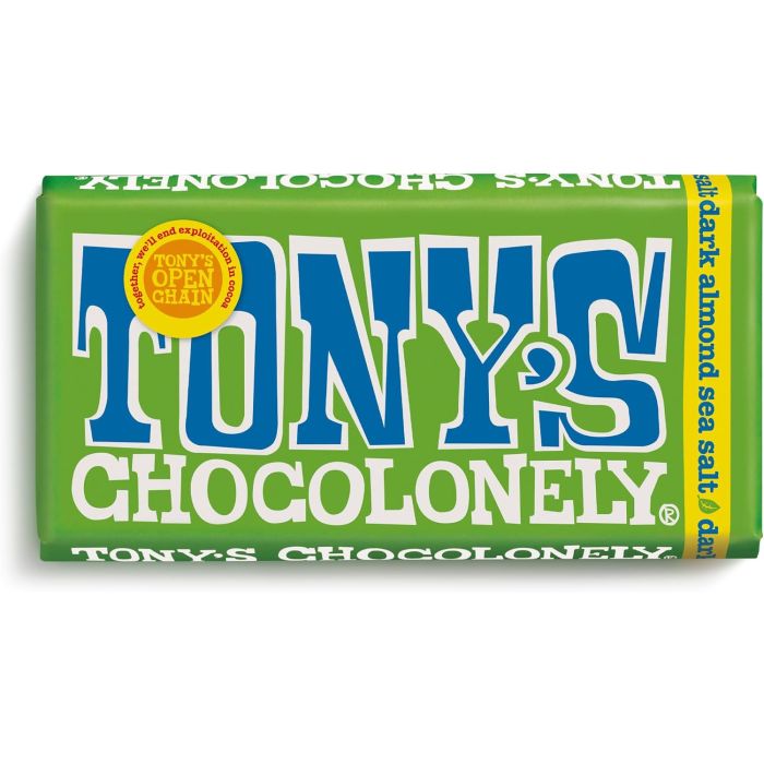 TONYS CHOCOLONELY: Dark Almond Sea Salt Chocolate Bar, 6.35 oz