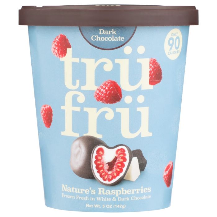 TRU FRU: Natures Raspberries Frozen Fresh in White and Dark Chocolate, 5 oz