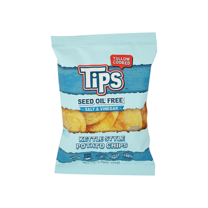 TIPS: Salt and Vinegar Potato Chips Seed Oil Free, 1.75 oz