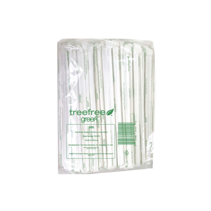 GREEN2: Bamboo Paper Straws Wrapped 10.25", 12 bg