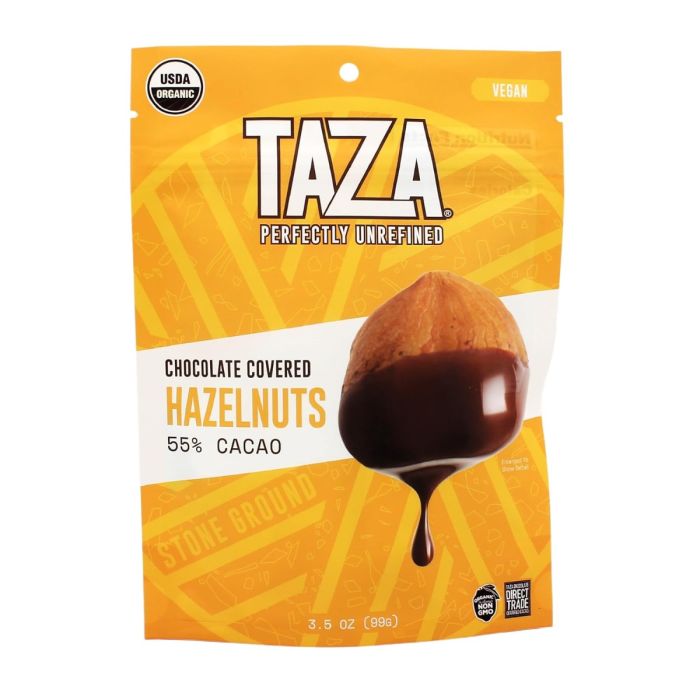 TAZA CHOCOLATE: Dark Chocolate Covered Hazelnuts, 3.5 oz