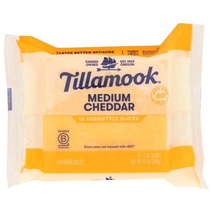 TILLAMOOK: Farmstyle Slices Medium Cheddar, 12 oz