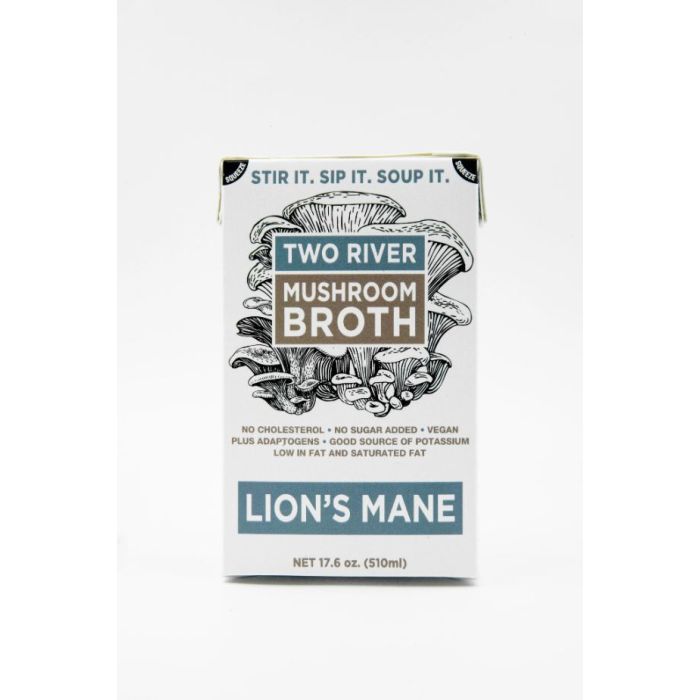 TWO RIVER: Lions Mane Mushroom Broth, 17.6 oz