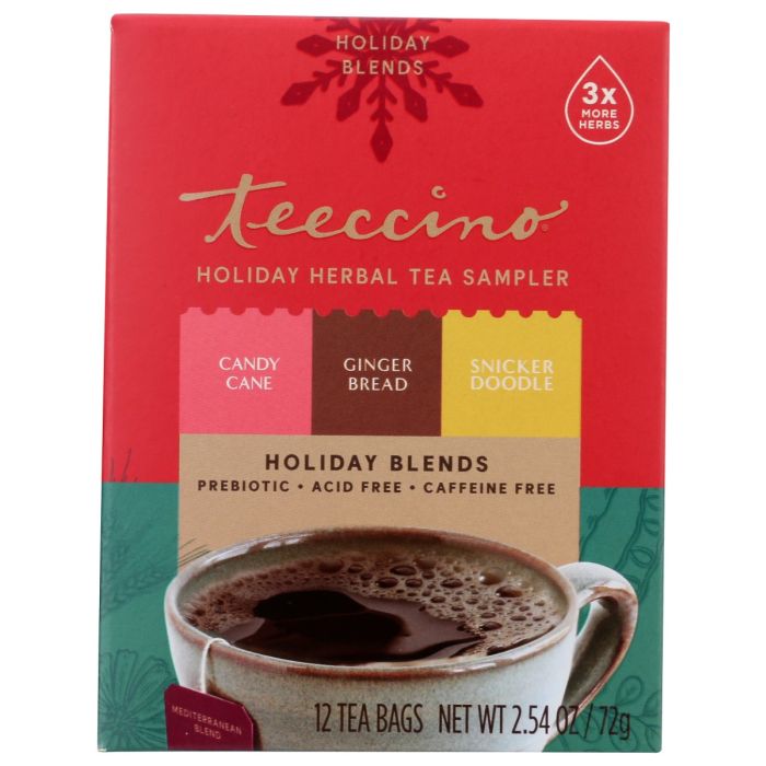 TEECCINO: Holiday Herbal Tea Sampler, 12 bg