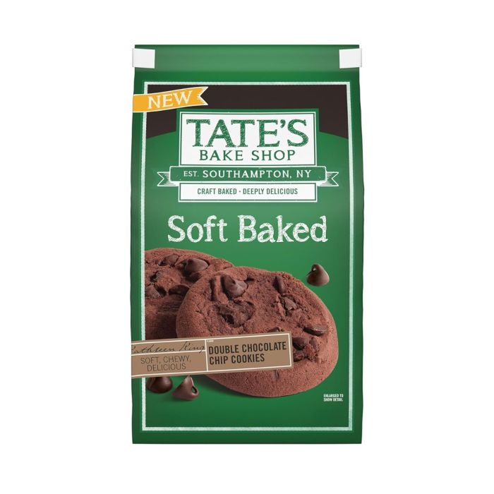 TATES: Soft Baked Double Chocolate Chip Cookies, 8 oz