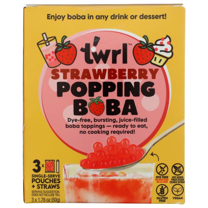 TWRL MILK TEA: Strawberry Popping Boba 3 Count, 5.5 oz