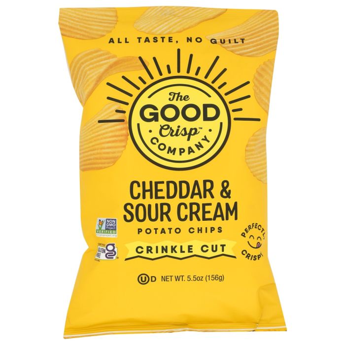 THE GOOD CRISP COMPANY: Crinkle Cut Cheddar Sour Cream Chips, 5.5 oz