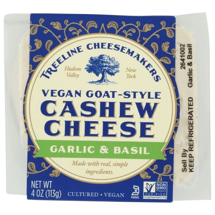 TREELINE: Garlic and Basil Vegan Goat Style Cashew Cheese, 4 oz