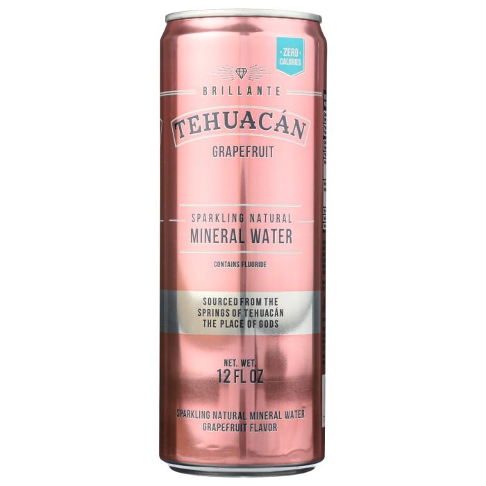 TEHUACAN BRILLANTE: Grapefruit Sparkling Natural Mineral Water Can, 12 fo