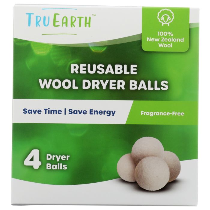 TRU EARTH: Wool Dryer Balls Fragrance Free, 4 pc