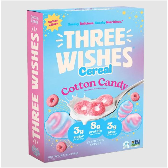 THREE WISHES: Cotton Candy Cereal, 8.6 oz