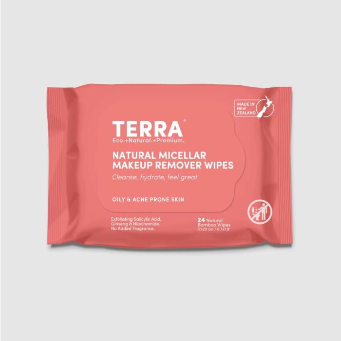 TERRA: Oily and Acne Prone Skin Makeup Remover Wipes, 24 pk