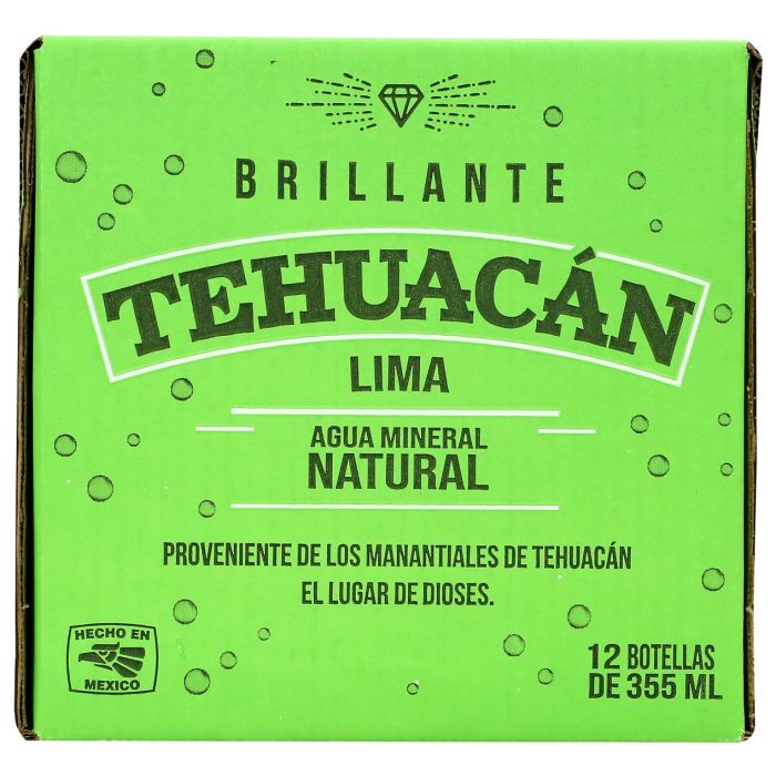 TEHUACAN BRILLANTE: Lime Sparkling Natural Mineral Water 12 Count, 144 fo