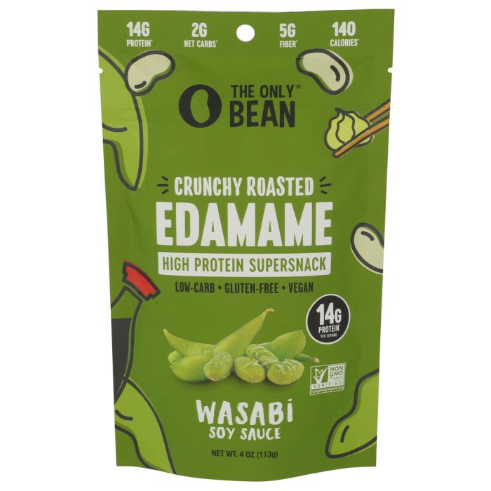 THE ONLY BEAN: Crunchy Roasted Edamame Wasabi Soy Sauce, 4 oz