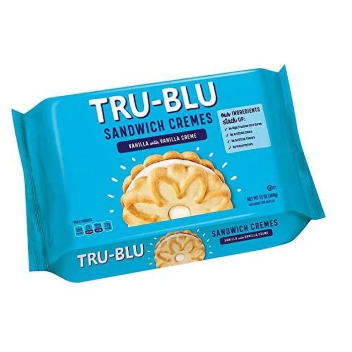 TRUBLU: Vanilla with Vanilla Creme Sandwich Cookies, 12 oz