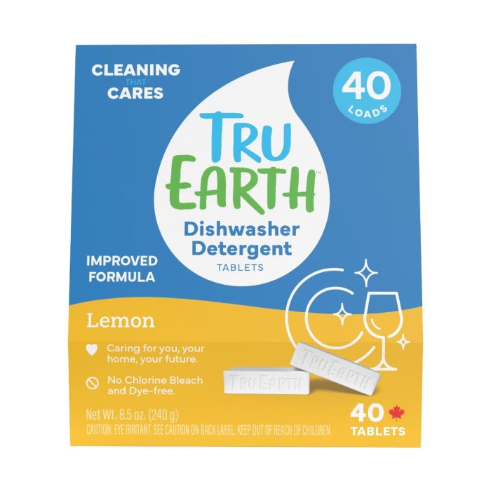 TRU EARTH: Lemon Dishwasher Detergent, 40 tb