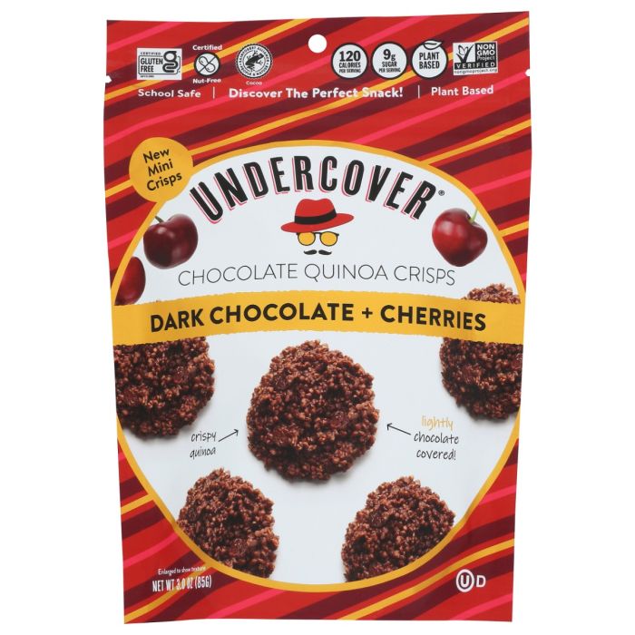 UNDERCOVER QUINOA: Dark Chocolate and Cherries Quinoa Crisps, 3 oz