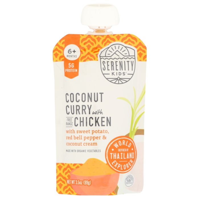 SERENITY KIDS: Coconut Curry With Chicken Baby Food Pouch, 3.5 oz