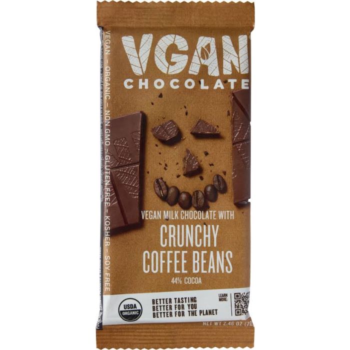 VGAN: Milk Chocolate Crunchy Coffee Beans Bar, 2.46 oz