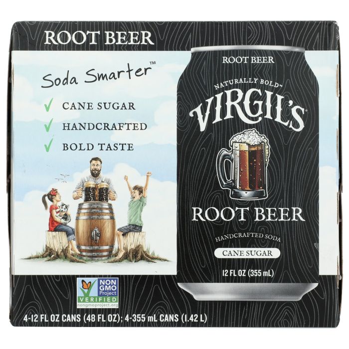 VIRGILS: Root Beer Soda 4 Count, 48 fo