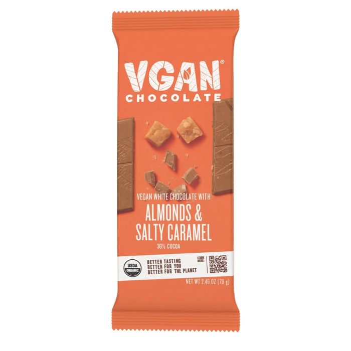 VGAN: White Chocolate Almonds and Salty Caramel Bar, 2.46 oz