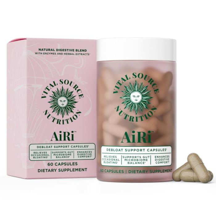 VITAL SOURCE NUTRITION: Airi Debloat Support, 60 vc