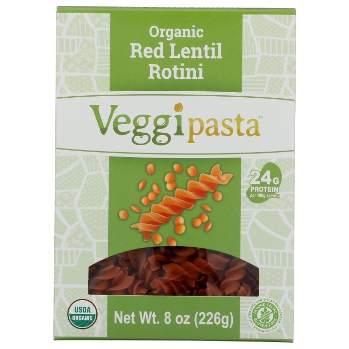 VEGGIPASTA: Organic Red Lentil Rotini Pasta, 8 oz