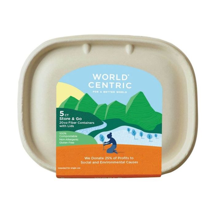 WORLD CENTRIC: 20 Oz Fiber Containers with Lids, 5 ct