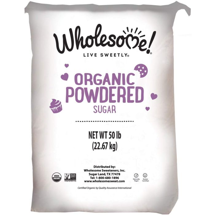 WHOLESOME: Organic Powdered Sugar, 50 lb